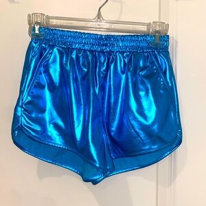 Amazon blue/teal metallic shorts. Size XS/S.